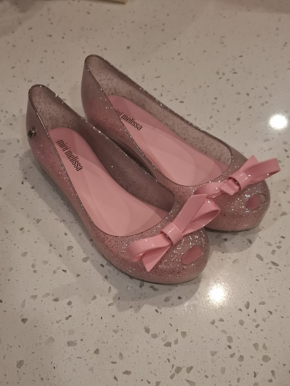 Mini Melissa Ultragirl Glitter Pink Bow Flats Size 1